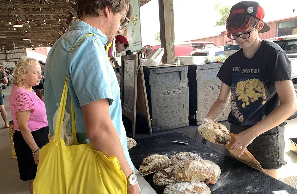 bread vendor at farmers market