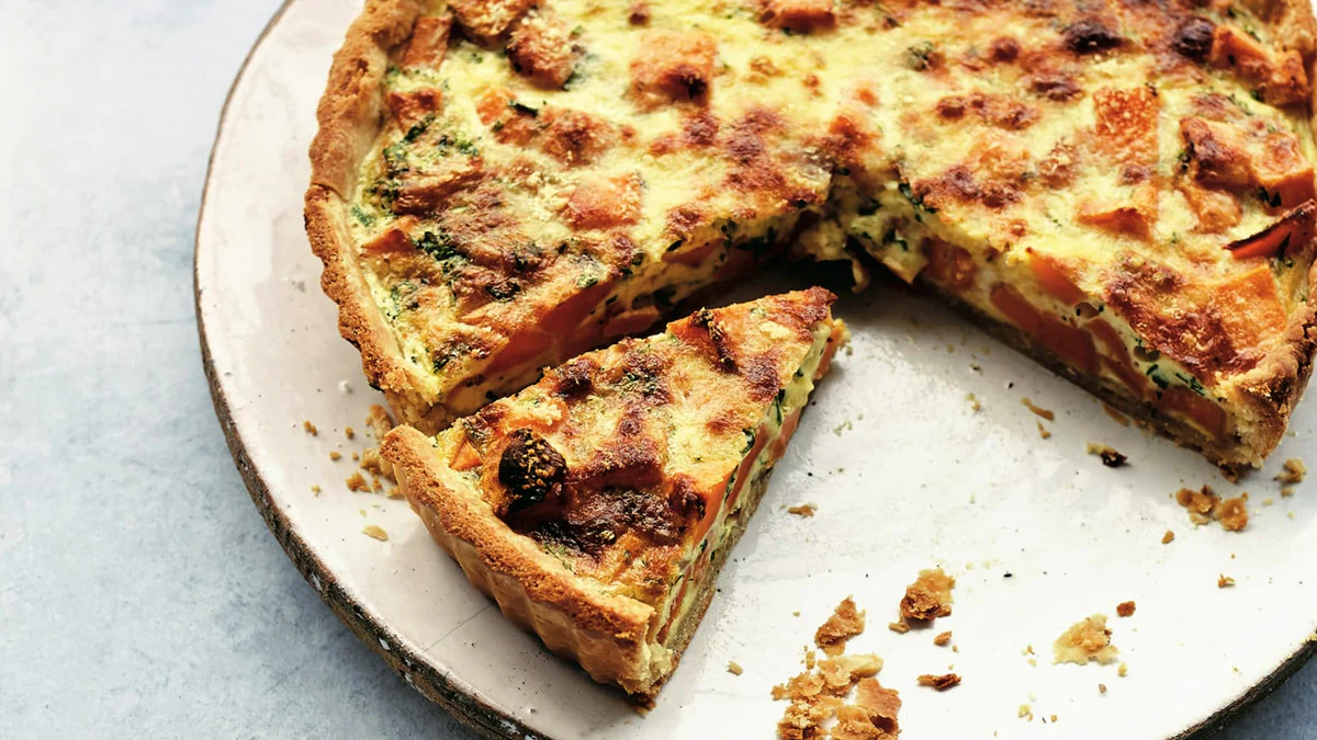 golden quiche w one slice missing