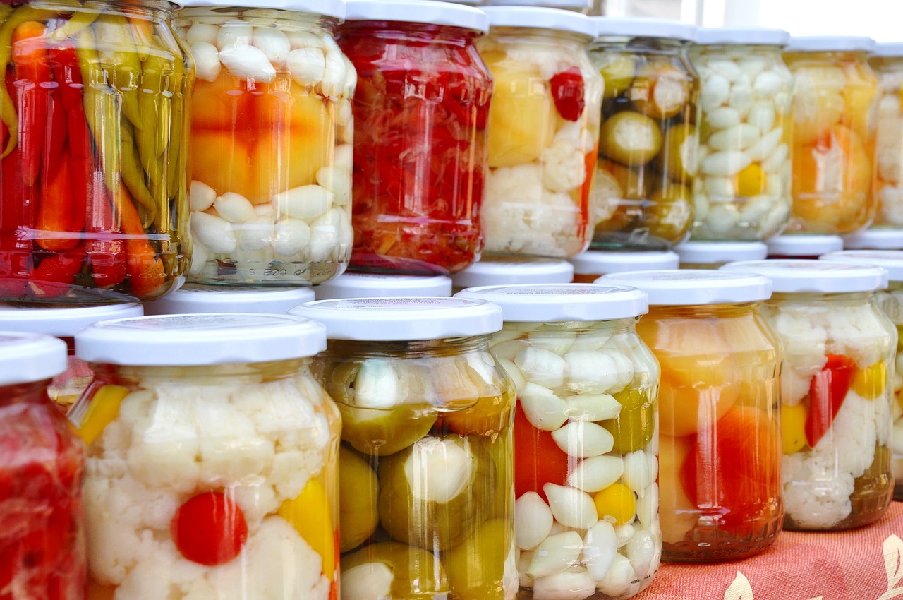glass jars of quick pickles of all kinds