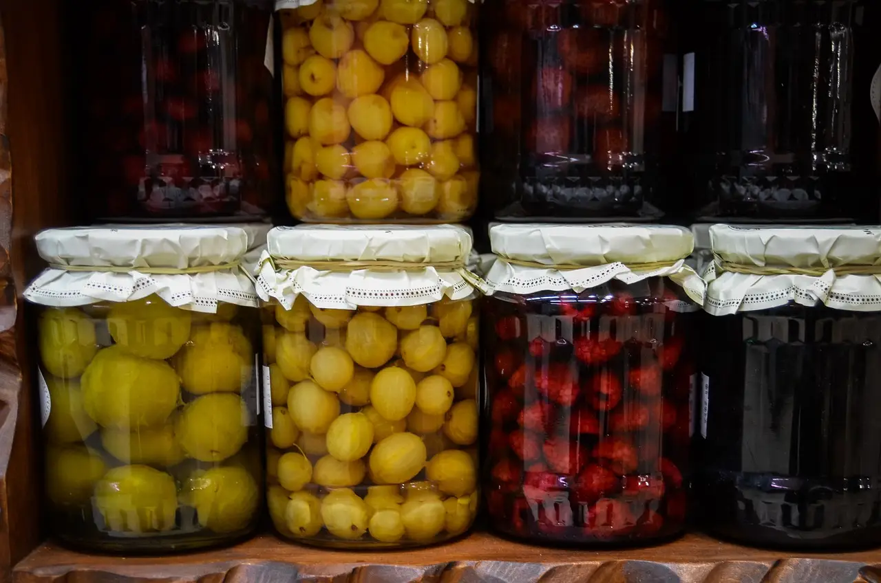 jars of pickled fruits