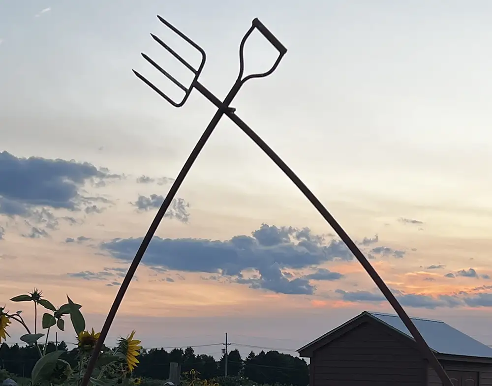 community garden at dusk