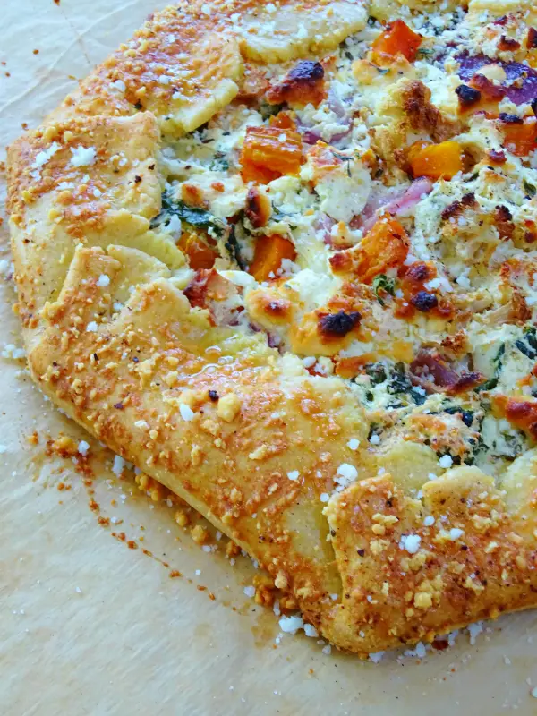 a lightly browned ricotta and vegetable galette