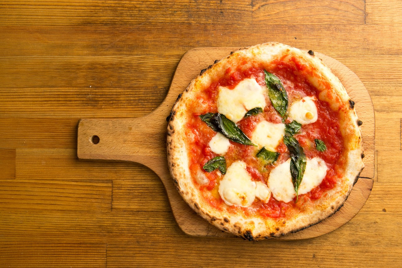 Margherita Pizza on a pizza peel