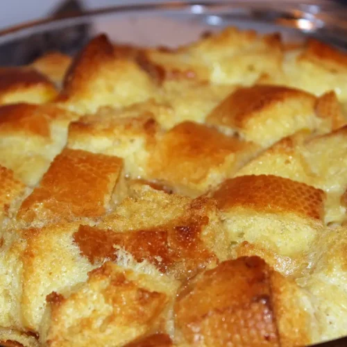 golden brown bread pudding