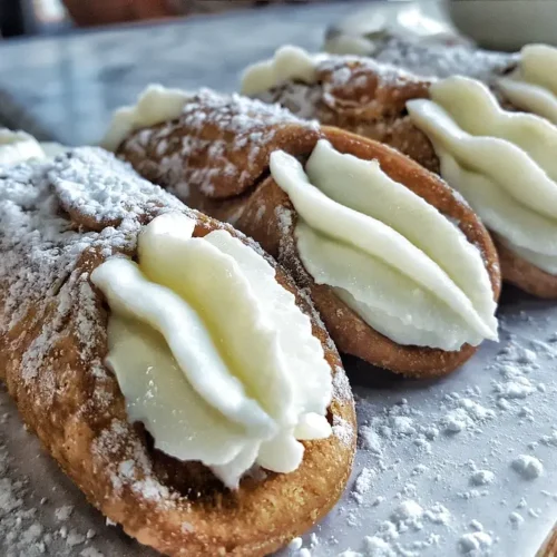 Cream-filled cannoli on a board