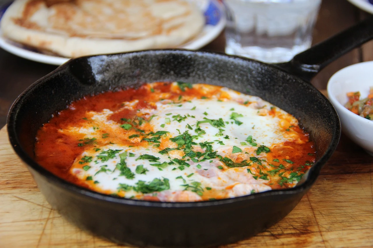 eggs poached in a spicy tomato sauce