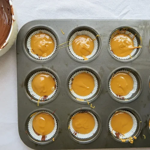 peanut butter cups in muffin tins