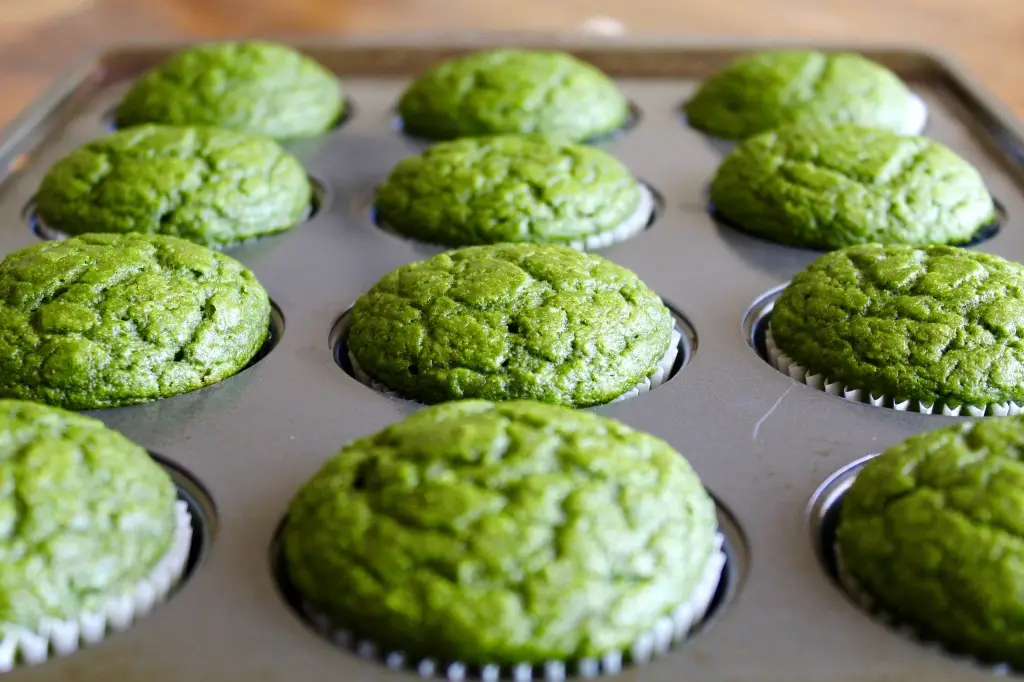 green spinach muffins in pan