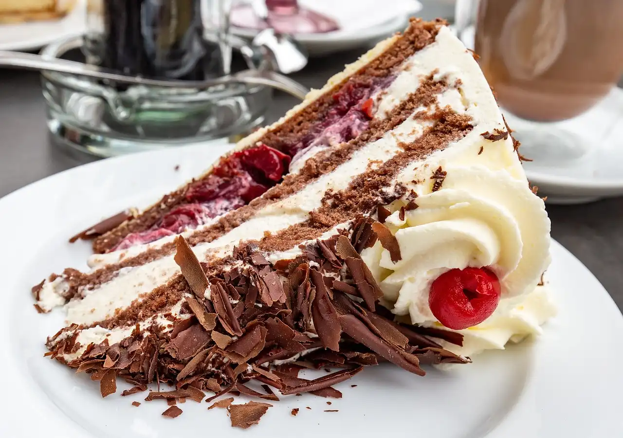 slice of German black forest cake