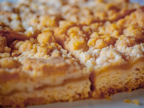 Peach Marzipan Streusel Cake